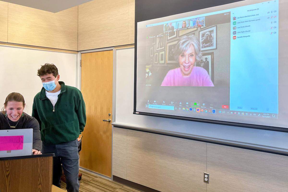 Jane Fonda paid for a group of Boise high school students to take a climate change class at Boise State. She Zoomed in for their final projects.