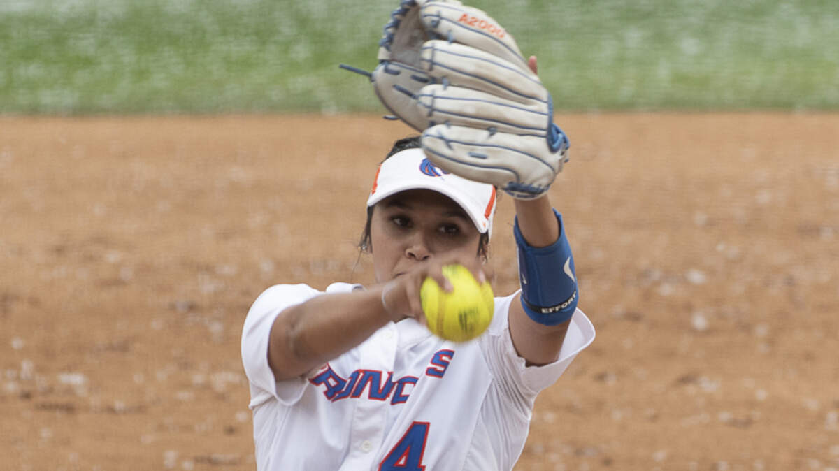 Boise State pitcher Gianna Mancha held Minnesota hitless through five innings in their NCAA softball tournament game Saturday in Seattle. The Broncos lost 11-3.