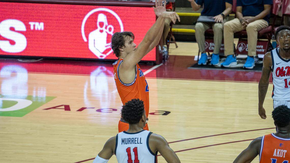 Freshman Tyson Degenhart scored seven of his eight points in the second half to help Boise State defeat Ole Miss 60-50 in the fifth-place game of the Shriners Children’s Charleston Classic on Sunday at TD Arena in Charleston, South Carolina.