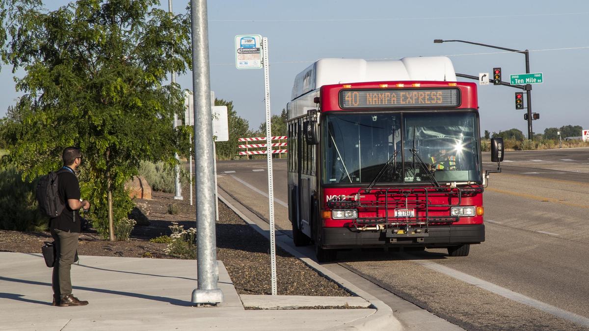 Morning commuters board the No. 40 Nampa/Meridian Express at Overland and Ten Mile Road on Friday. The express bus connects to Downtown Boise, although the new route Meridian is proposing would bring commuters to different employment hubs exclusively in Meridian.