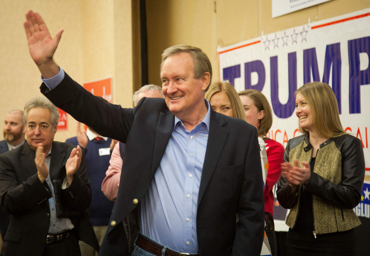 Sen. Mike Crapo at the Riverside Hotel on Nov. 8, 2016, the night he was re-elected to Congress.