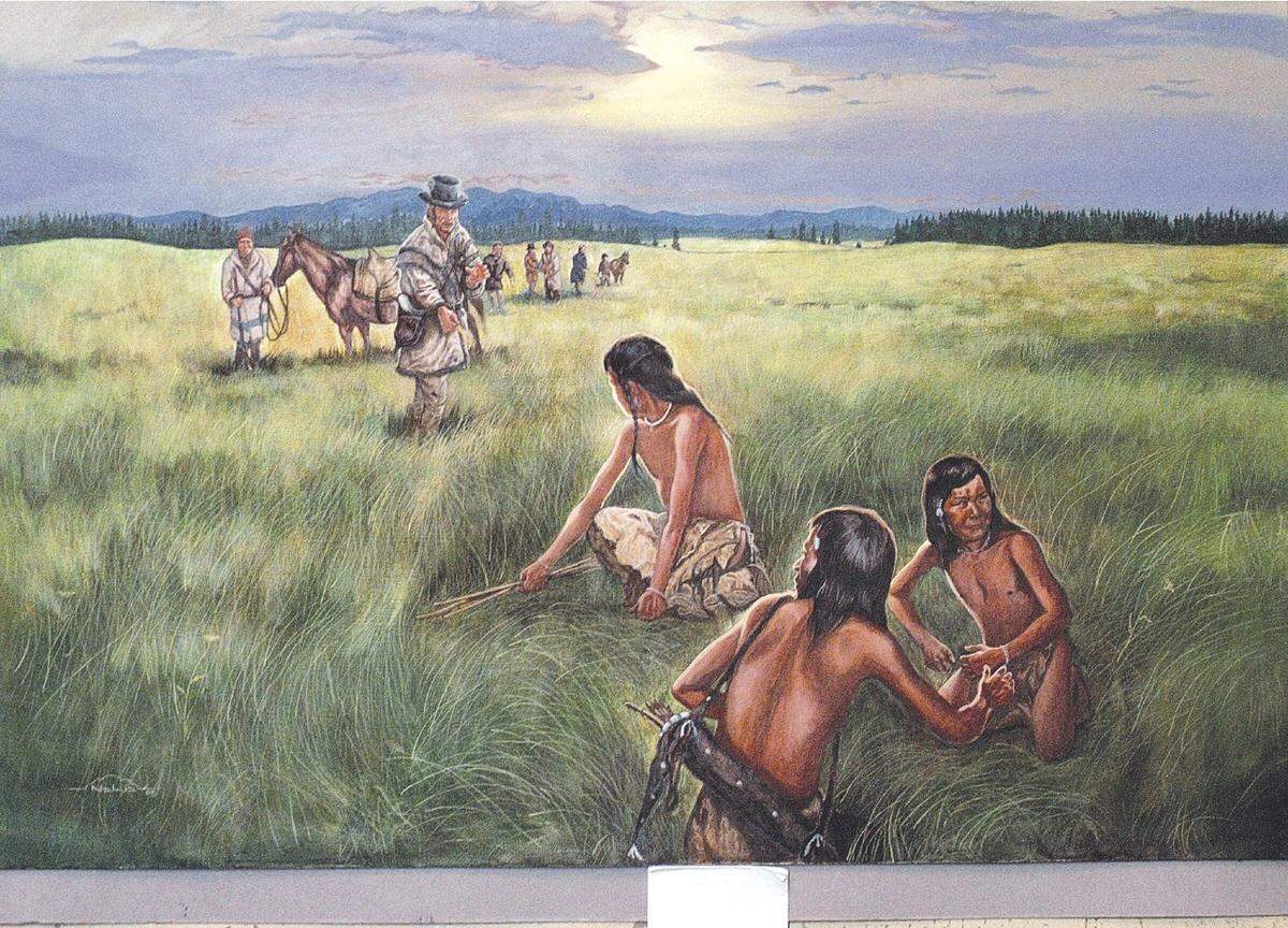 In this painting for the Nez Perce National Historical Park, Nez Perce artist Nakia Williamson imagined the first encounter between Lewis and Clark’s Corps of Discovery and the tribe.