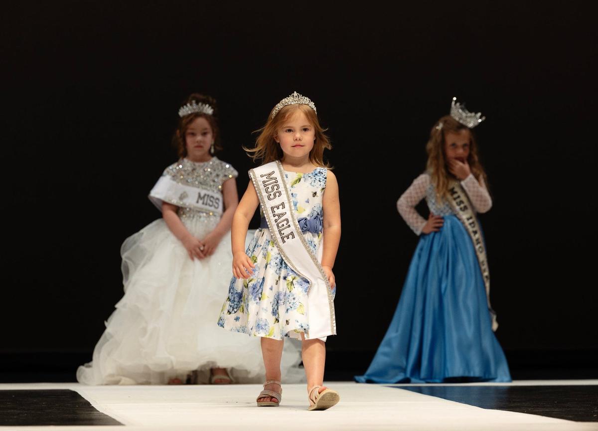 Lakely Zweiger takes the stage in a Little Sister performance between competitions at the Miss Idaho USA and Miss Idaho Teen USA pageant.