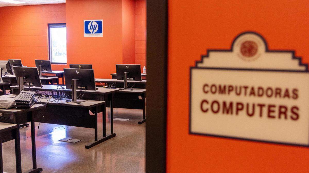 Over a dozen computers donated by Hewlett-Packard were removed from the Hispanic Cultural Center when previous management, led by Humberto Fuentes, vacated the building. The monitors seen here, unusable without their accompanying computers, were some of the few items left behind. It’s unclear why.