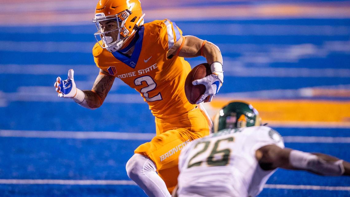 Boise State wide receiver Khalil Shakir led the Broncos led season with 52 catches for 719 yards and six receiving touchdowns.