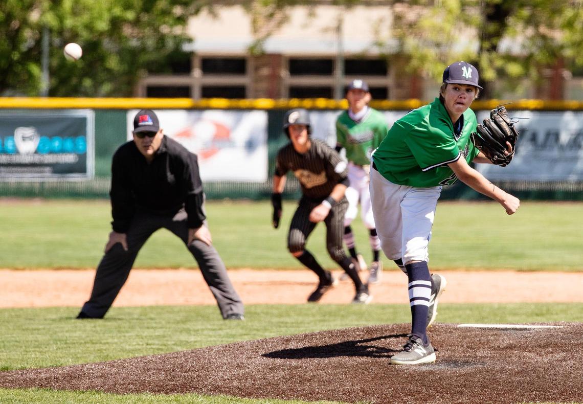 Mountian View’s Will Grizzle fires a pitch Saturday against Capital in the first round of the 5A District Three baseball tournament.