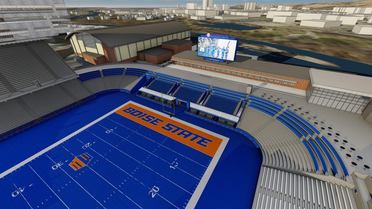 A rendering of planned upgrades to the north end of Albertsons Stadium, which will include more premium seating options, 10 field-level suites and a field-level club at a cost of more than $30 million.