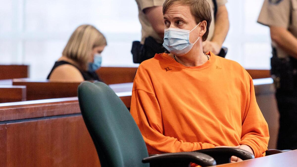 Former Idaho state Rep. Aaron von Ehlinger looks around the room before the start of his sentencing at the Ada County Courthouse in Boise on Wednesday, August 31, 2022. He was convicted of raping a legislative intern in April.
