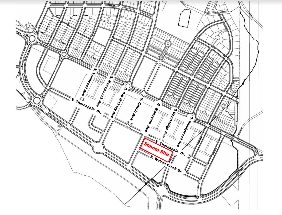 The location of a planned new elementary school in Southeast Boise as part of the Harris Ranch neighborhood.