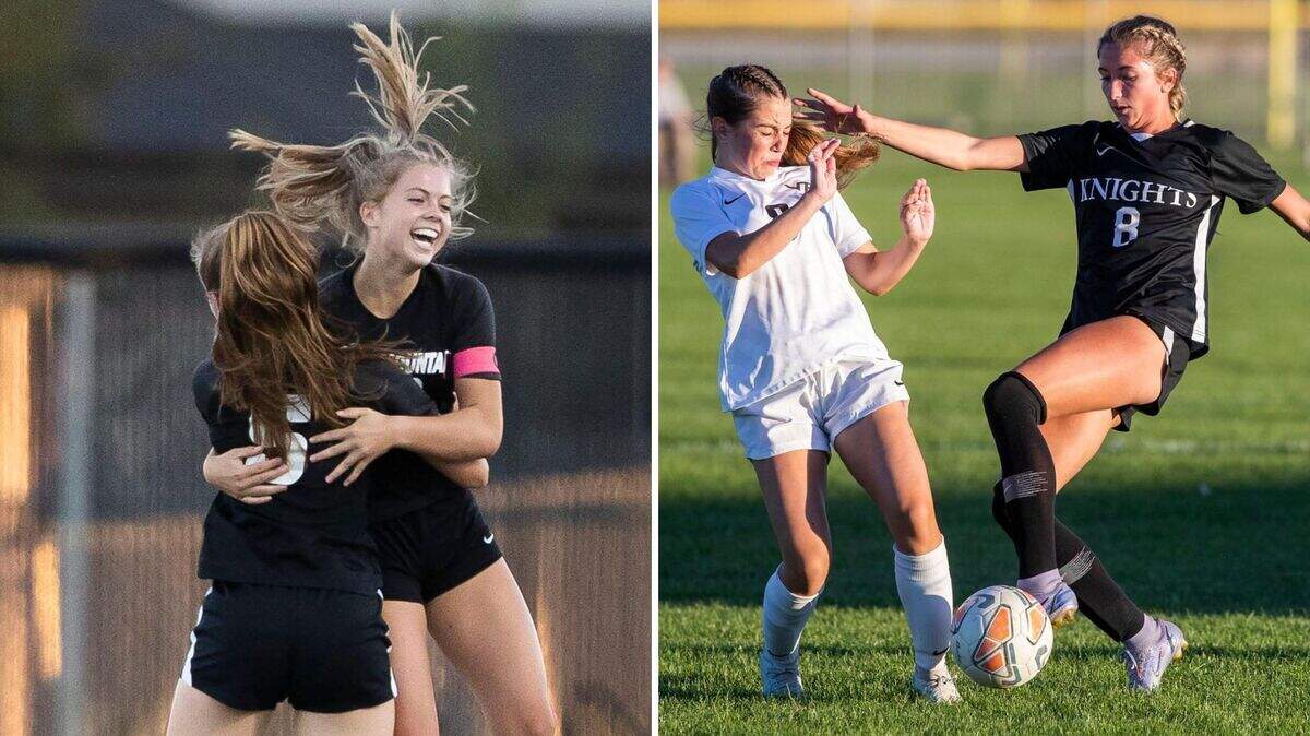 Rocky Mountain’s Kaitlyn Slocum, left, was voted the 5A SIC Player of the Year, while Bishop Kelly’s Sophie Schmautz, right, was named the 4A SIC Player of the Year.