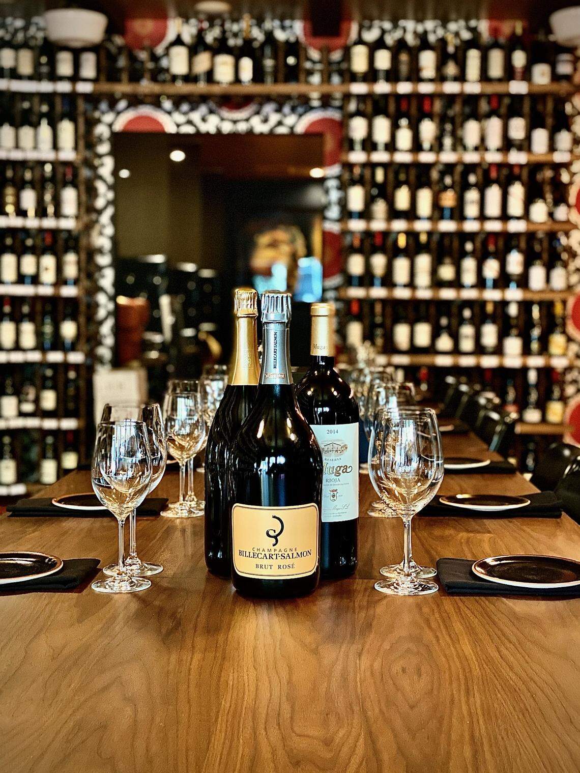 The front room of Hyde Park Wine Shop emphasizes bottles for sale.