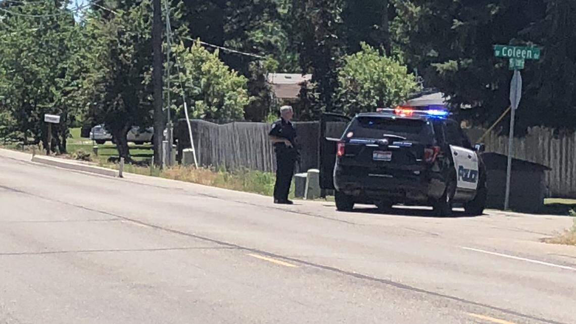 A Meridian Police Department officer was shot Sunday afternoon in an neighborhood near Maple Grove and Overland roads. The officer shot and killed one suspect. Police were still looking for two others, a man and a woman.