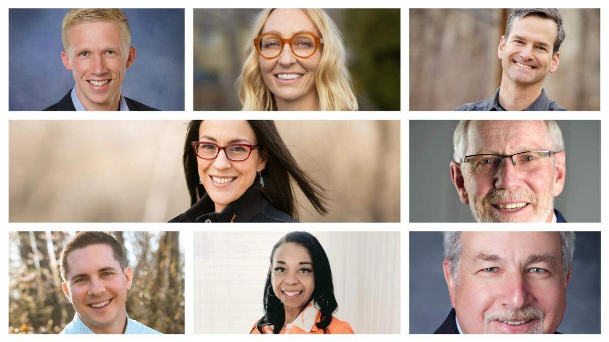 From left, top row, James Petzke, Monica Church and Todd Achilles, middle row, Soñia Galaviz and Rick Just and bottom row, Jonathan Lashley, Shari Baber and Steve Berch, are all running for seats in the upcoming election.