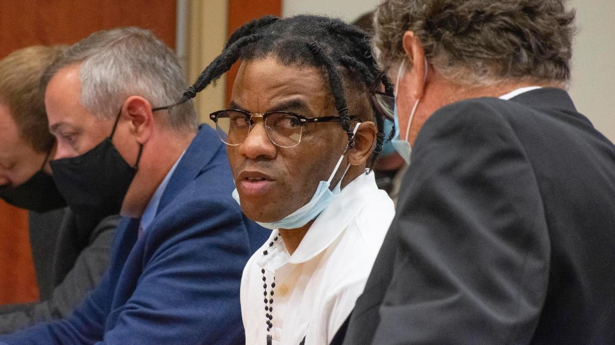 Timmy Kinner appears in an Ada County courtroom Thursday in Boise to be sentenced for the stabbing spree he went on at a child’s birthday party in 2018. He killed the girl who was celebrating her birthday.