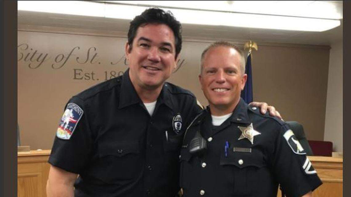 An Idaho State Police tweet of actor Dean Cain's swearing-in as a St. Anthony Police Department reserve officer garnered hundreds of likes and retweets.