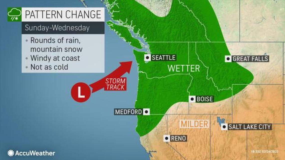 With the movement of the low pressure system off the coast of California, the Pacific Northwest should see a wetter March compared to January and February.