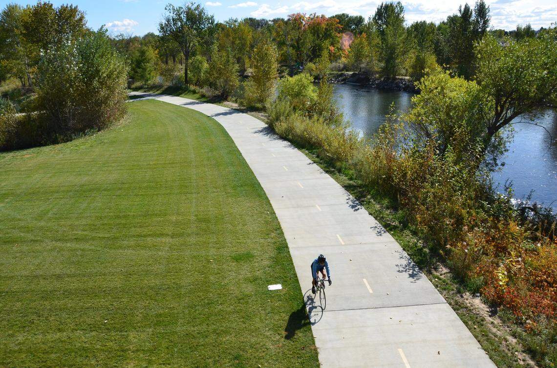 Cyclists love the smooth Greenbelt pathway through Marianne Williams Park in Boise.