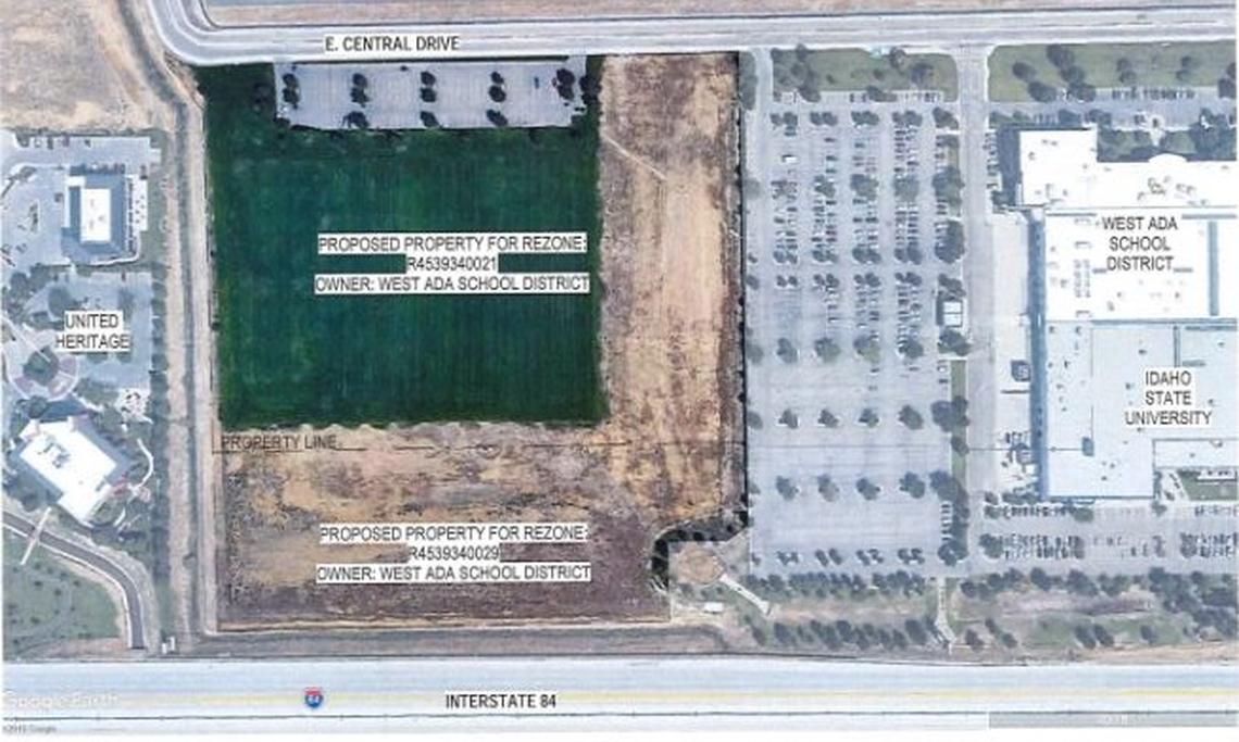 The West Ada School District hopes that this 19-acre parcel off  Interstate 84 will be home to a new Idaho Fine Arts Academy for middle and high school students.