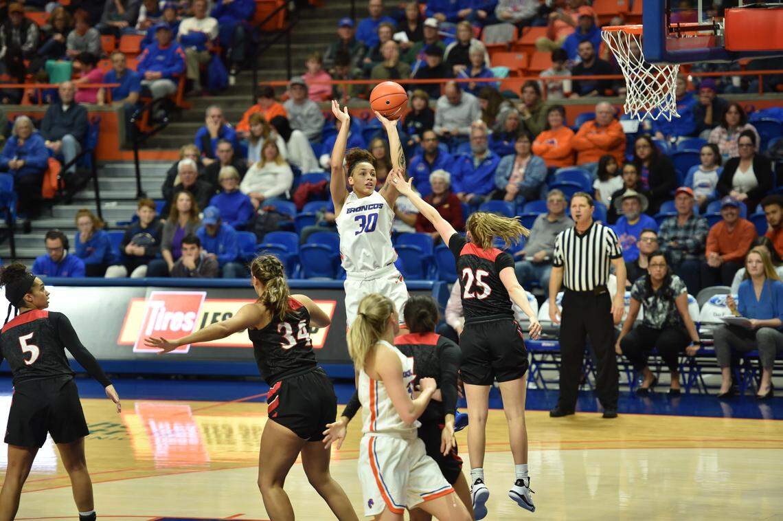 Sophomore guard Jade Loville scored a career-high 21 points in Boise State’s 86-72 win over San Diego State on Saturday at ExtraMile Arena.
