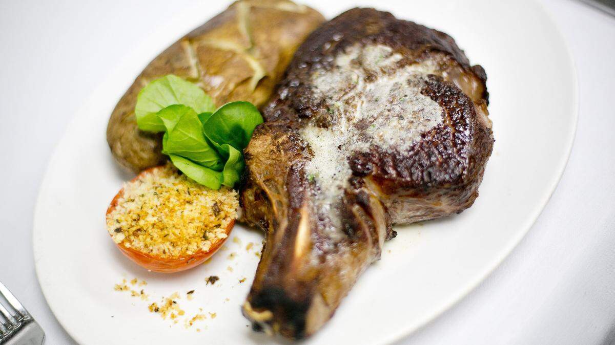 The 20-ounce cowboy cut at Chandlers Steakhouse is an aged, bone-in, center-cut rib eye.