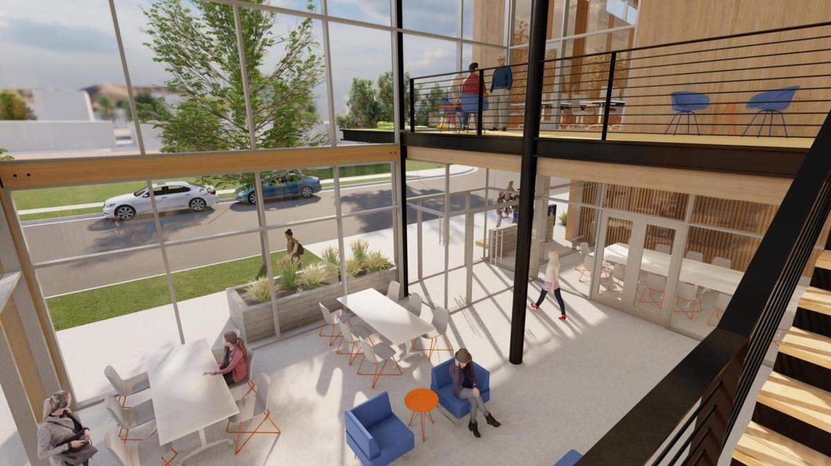 An interior rendering of the future ESI Building for Construction Management.