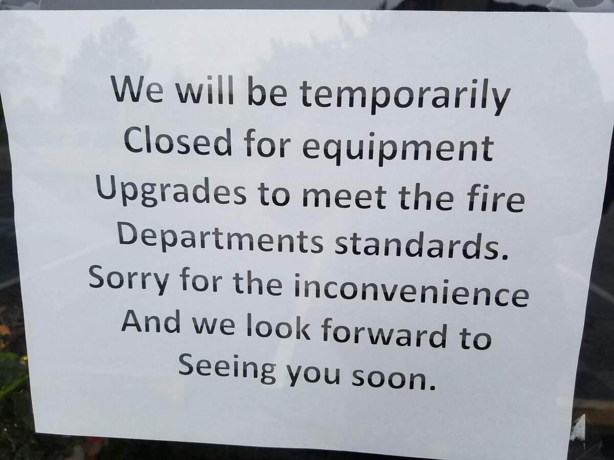 A sign indicating temporary closure has been on the door for months at Pho Bac.