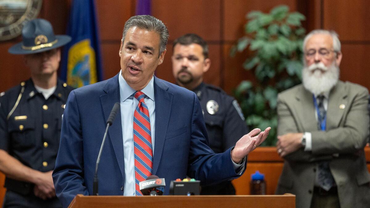 Idaho Attorney General Raúl Labrador gave prepared remarks at a news conference after the sentencing hearing for Bryan Kohberger on July 23 at the Ada County Courthouse in Boise.