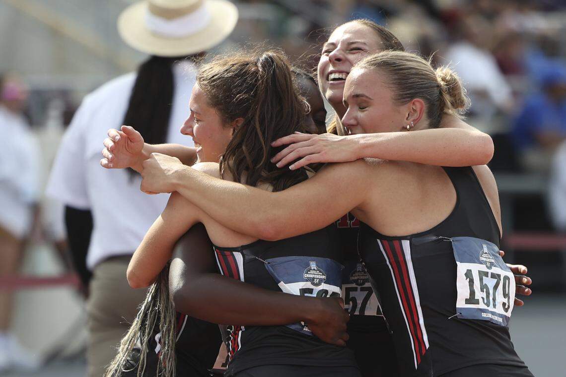 Capital High graduate Megan Rose, left, helped the Utah women’s 4x100 relay qualify for the NCAA track and field championships.