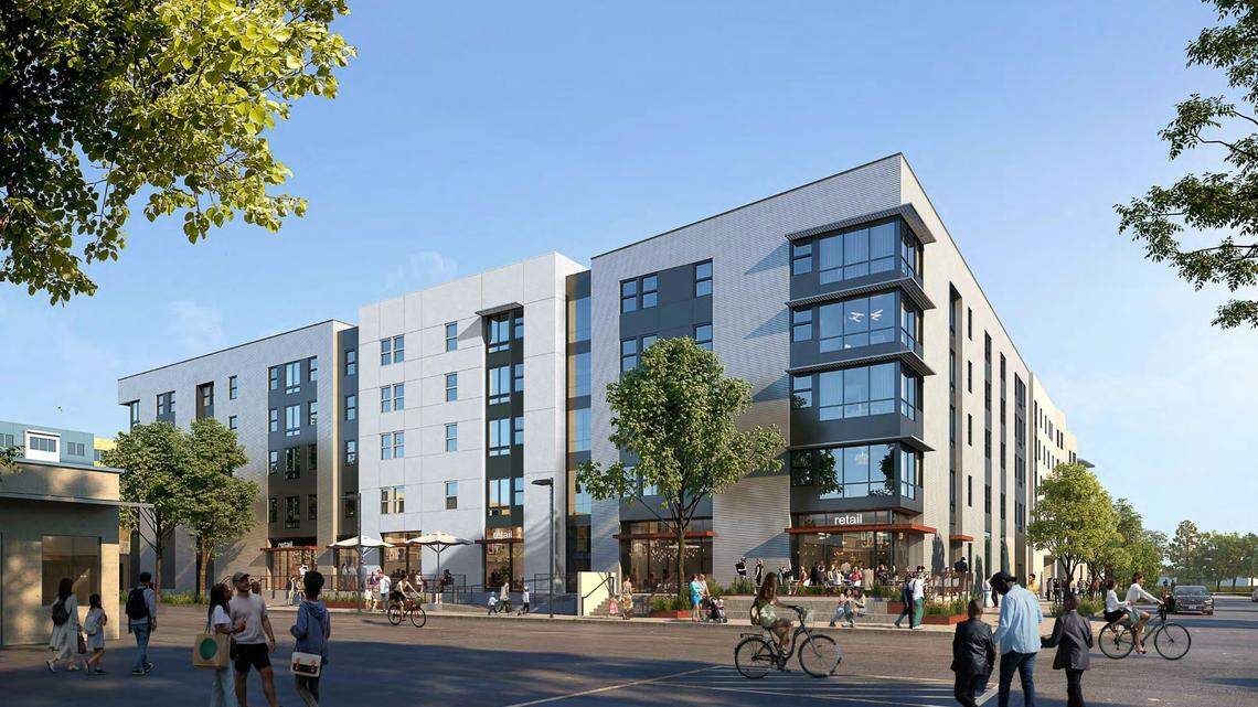 Construction work on the Uncommon Boise student-apartment building began in March.