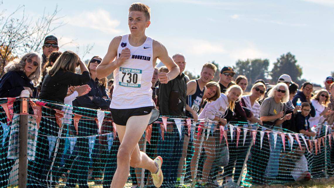 Rocky Mountain junior Landon Heemeyer finished first at the 5A state cross country meet in Lewiston at 14 minutes, 38.79 seconds, leading the Grizzlies to the team title.