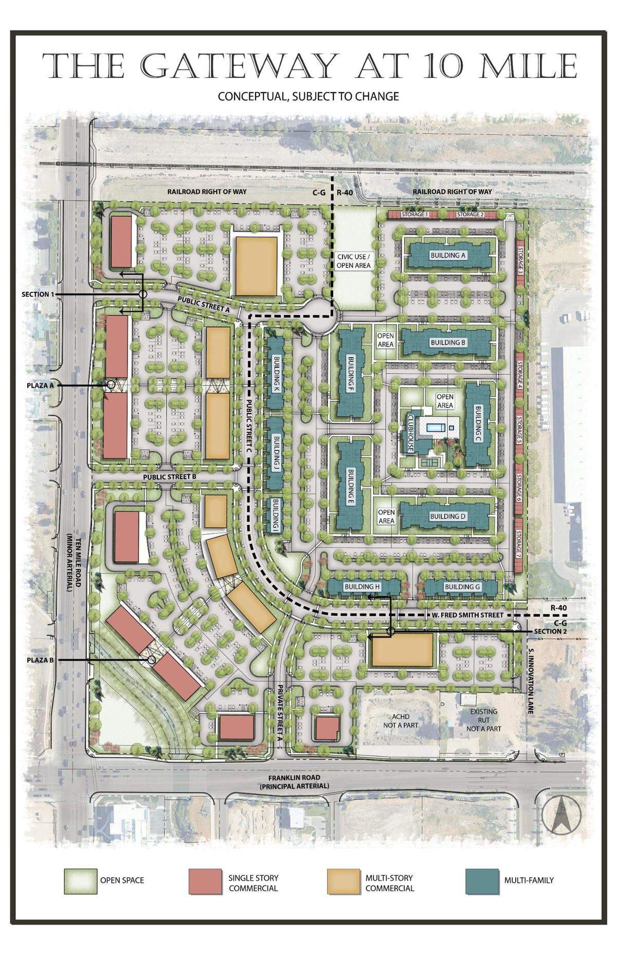 A plan for the “corridor-style” and “town home style” buildings that The Gateway at Ten Mile hopes to offer.