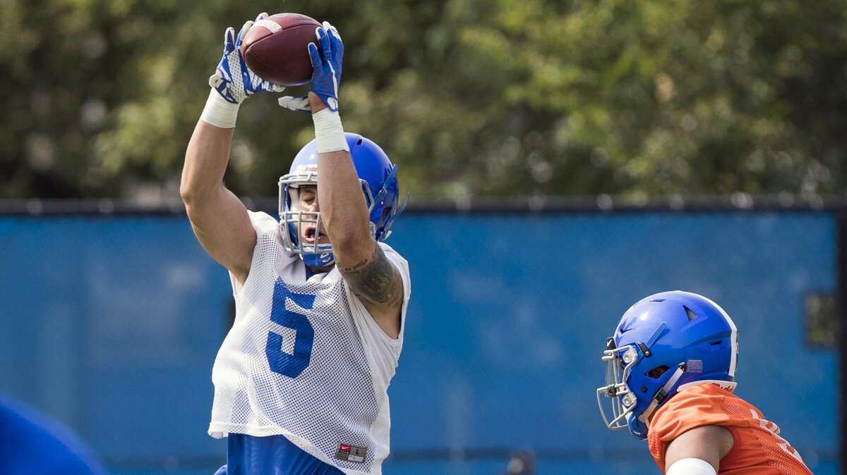 Mountain View High graduate Garrett Collingham played in nine games last season for the Boise State football team, primarily on special teams. He’s switching to tight end this season.