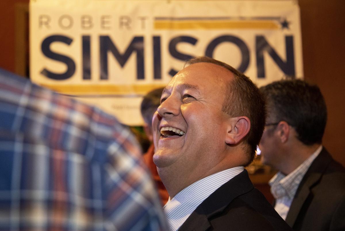 Robert Simison, mayor-elect of Meridian, celebrates with his supporters as the results confirm his win.