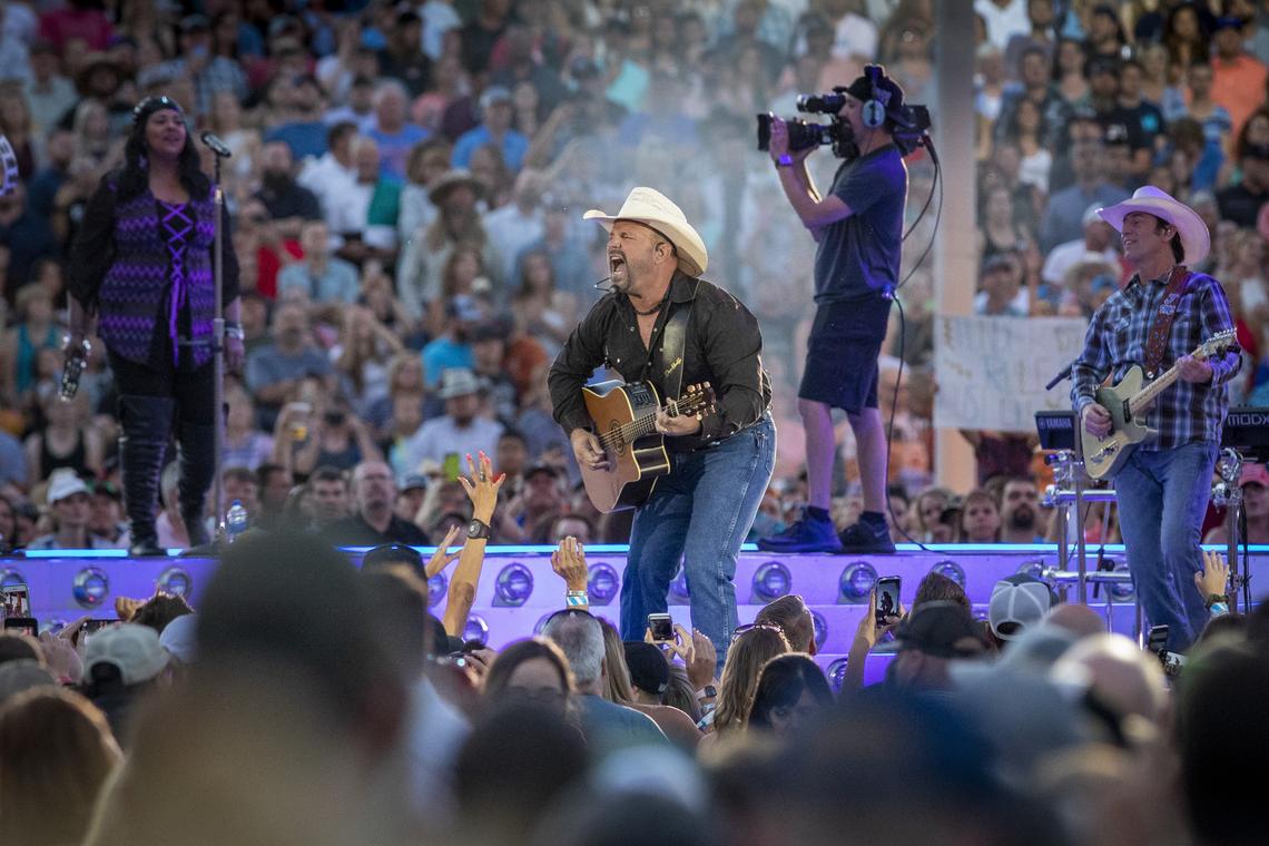 Country music star Garth Brooks entertains a nearly sold-out crowd of about 42,000 at Albertsons Stadium on Friday, July 19. He had last performed in Boise in 1992.