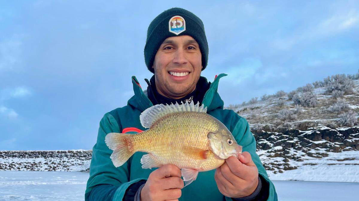 Keeping a catch log provides valuable information and a fun way to look back on your fishing year. For columnist Jordan Rodriguez, the first fish of 2023 was a memorable one: an 11-inch, 1.5-pound bluegill caught through the ice in Southern Idaho!