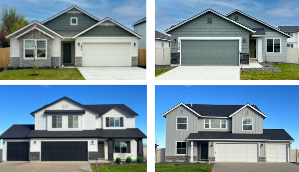 Renderings of single-family homes proposed along Chinden Boulevard and Idaho 16 in northwest Meridian.