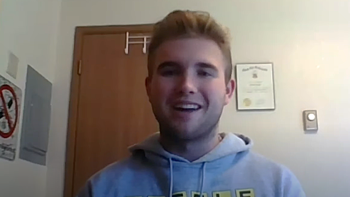 University of Idaho student Michael Leggett, of Murrieta, California, in his apartment in Moscow.