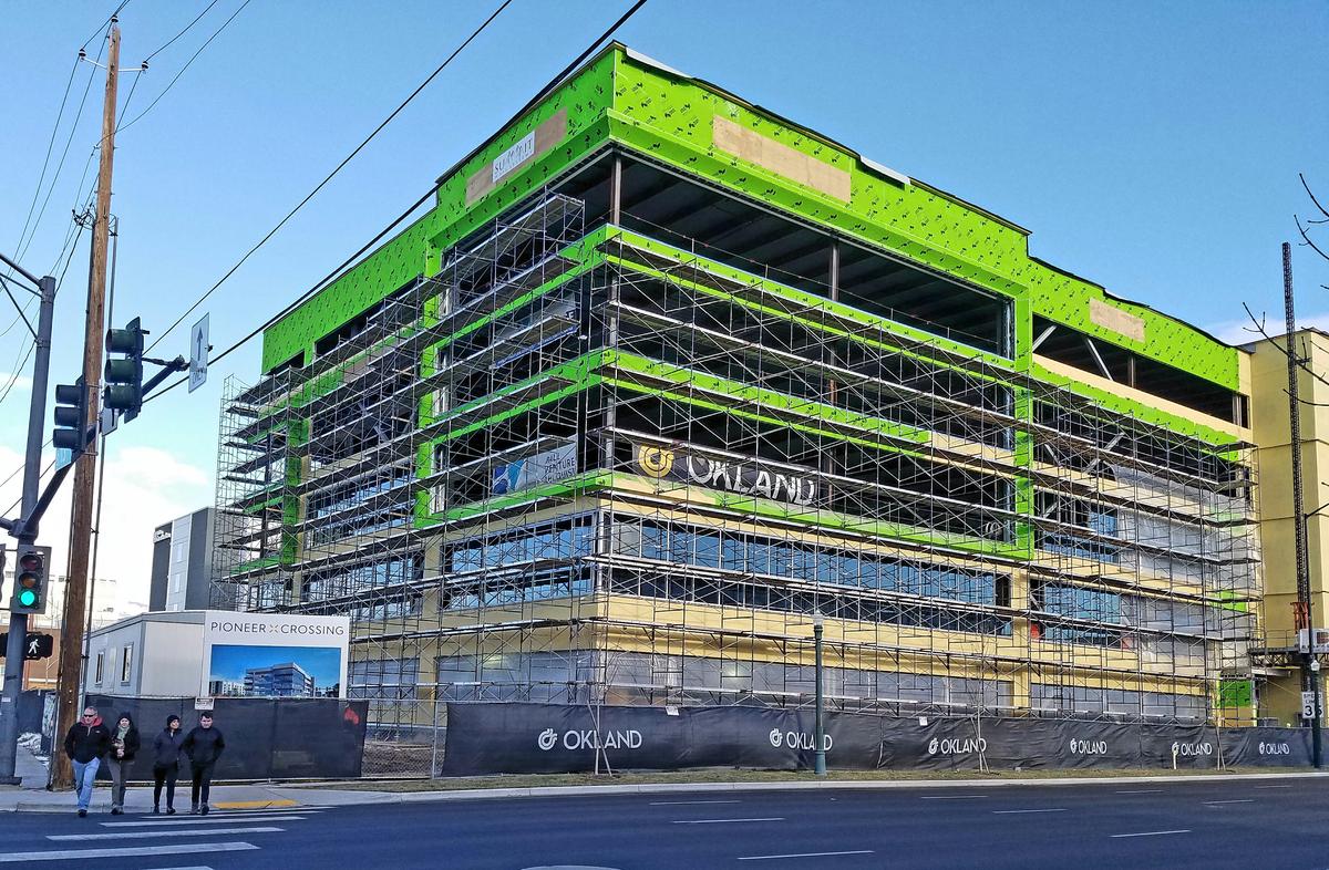 The five-story Pioneer Crossing office building at 13th and Myrtle streets in Downtown Boise will provide 120,000 square feet of space.