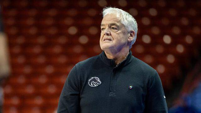 Boise State coach Gordy Presnell looks for answers against San Diego State in a Mountain West women's basketball game at ExtraMile Arena in Boise, Wednesday, Feb. 25, 2026.