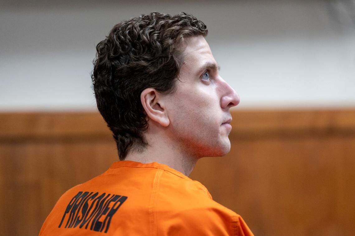 Bryan Kohberger, who is accused of killing four University of Idaho students in November 2022, at his arraignment hearing in Latah County, May 22, 2023, in Moscow, Idaho.