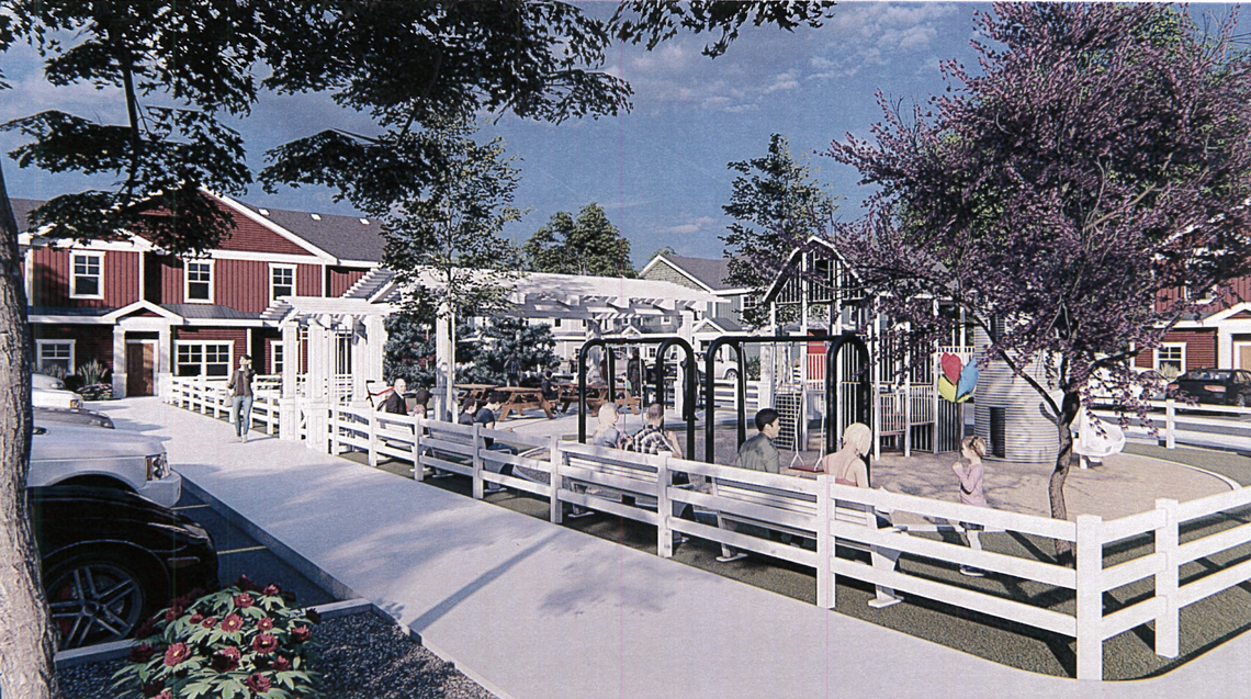 The Logan Street subdivision in Caldwell would include a small playground, as seen in this artist’s rendering.