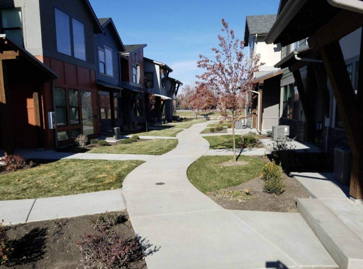 Justin Griffin of the Nampa-based Sunrise Rim LLC applied to build a 26-acre subdivision with 157 houses, some of which would be attached townhouses like these.
