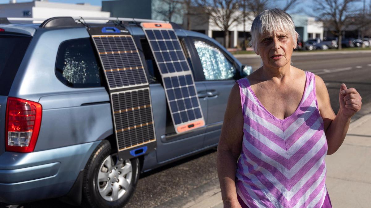 Celia Harrison lives in her van in Boise. Harrison, a retired nurse, says she feels safer in her vehicle than at a homeless shelter, where she has experienced unsafe and unsanitary conditions.