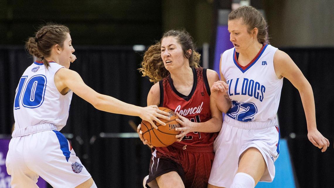 Council senior Sydney Nichols, center, was voted the 1A Division II Long Pin Player of the Year by the league’s coaches.