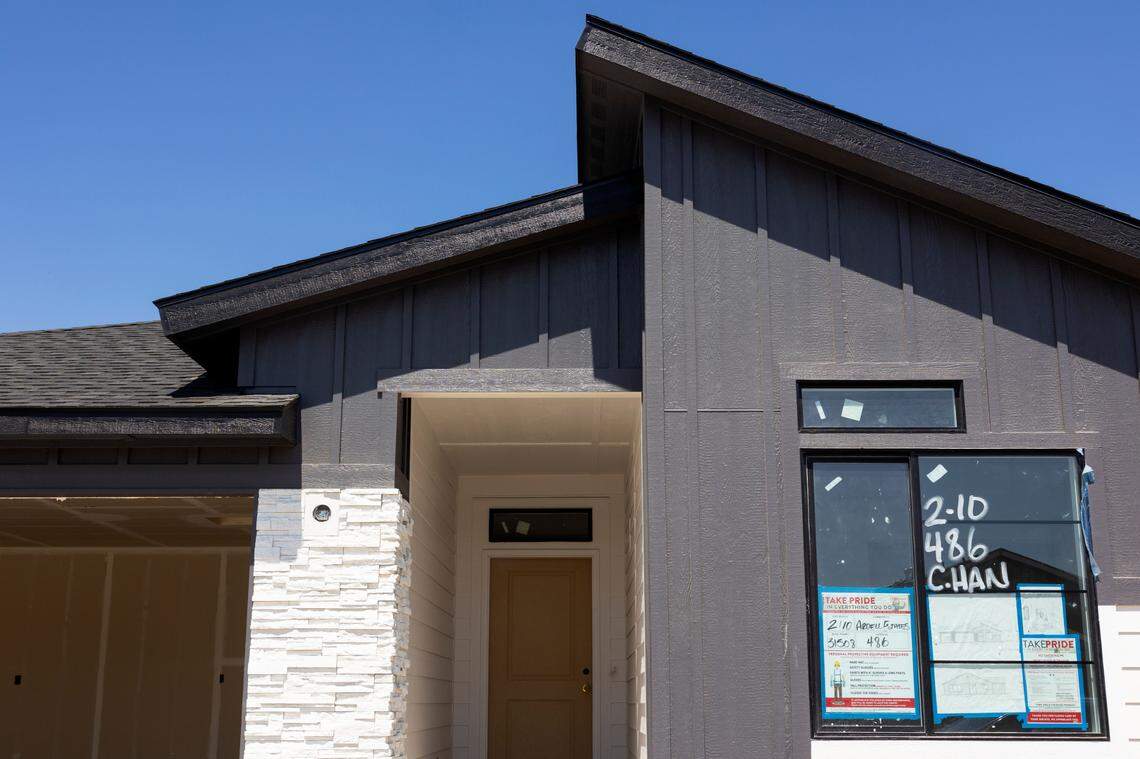 Homes are under construction in Kuna on Aug. 4, 2022.