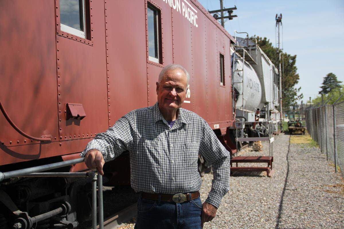 Aldis Garsvo, president of the Canyon County Historical Society, worked on weekends alongside his son to restore this 1942 Union Pacific caboose that sits outside the Nampa Train Depot Museum.