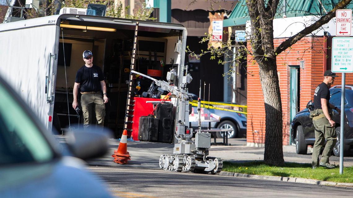 Boise Police Department officers work in the blocks around 13th Street north of State Street, Saturday, April 29, 2023.