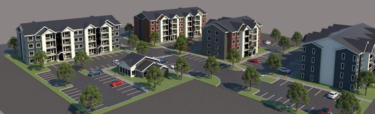 This rendering shows the design of a proposed 112-unit affordable apartment complex at 5522 W. Franklin Rd. on the Boise Bench.