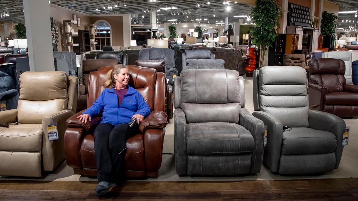 “I buy everything here,” said Julie Heigel, Caldwell, as she tested lounge chairs Wednesday at RC Willey in Meridian. She was escorted by a sales representative while shopping for furniture for her new house.