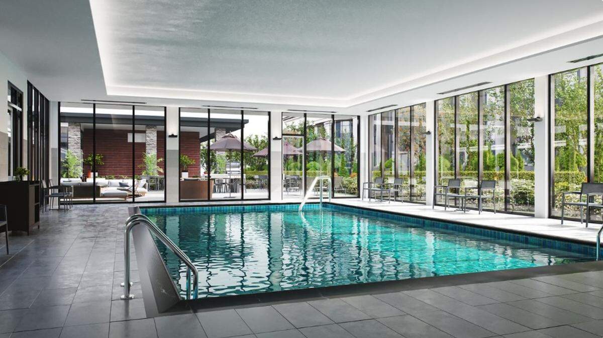 The hotel would include a fitness center and indoor pool, as shown in this rendering.